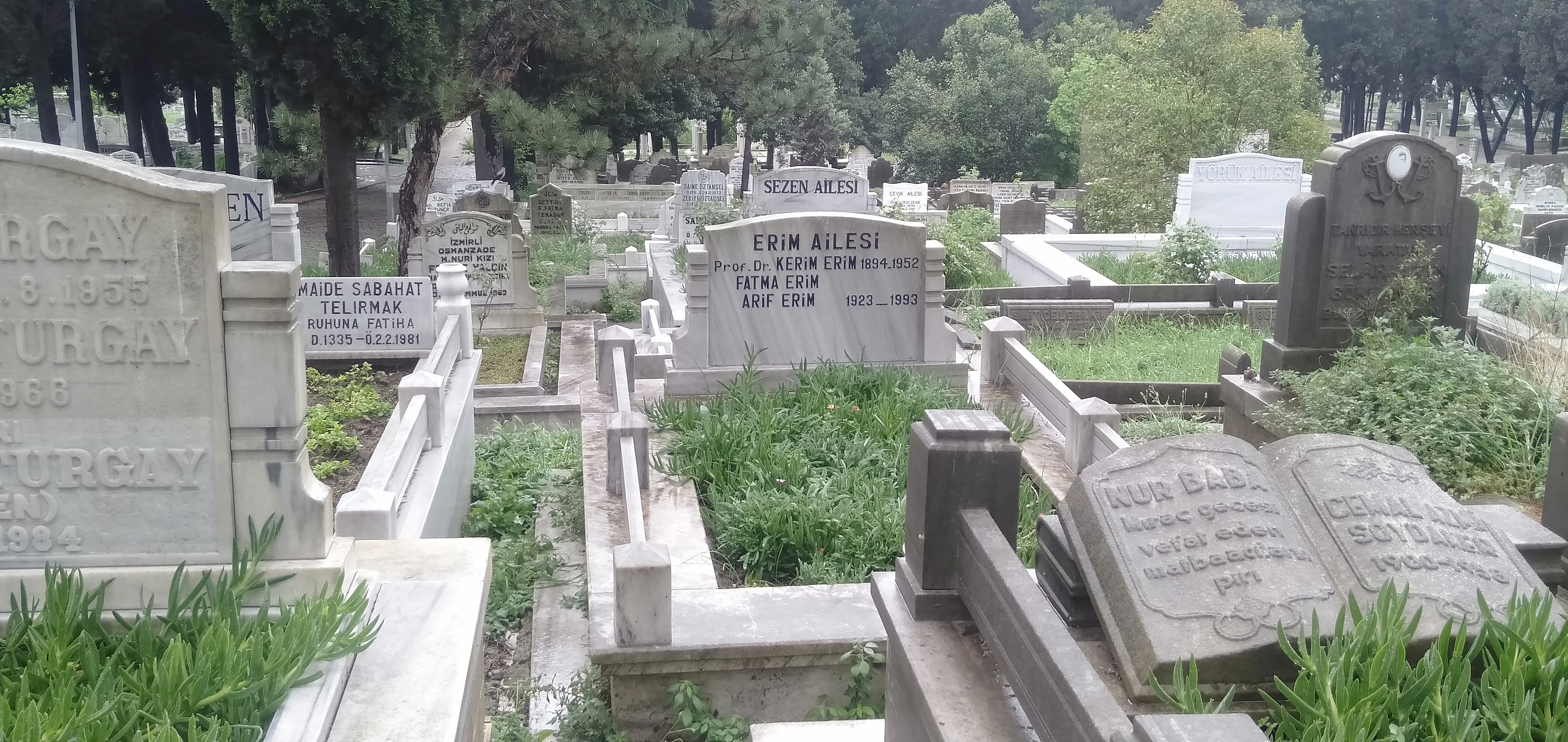 Kerim Erim'in mezarının 2024 yılında çekilmiş fotoğrafı; kişisel portre değildir